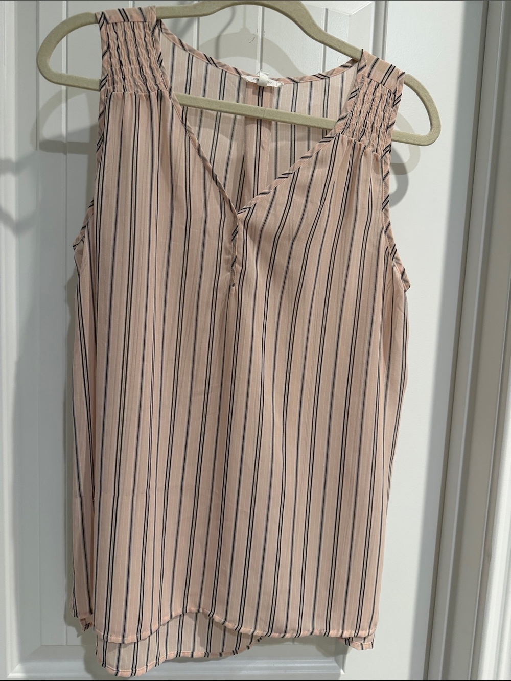 Maurices Blush and Black Striped V-Neck Tank